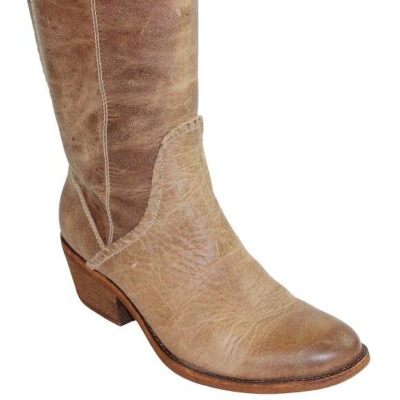 Sofft Anniston Light Taupe Vintage Distressed Leather Tall Side Zipper Boot SZ 9 - Picture 11 of 12